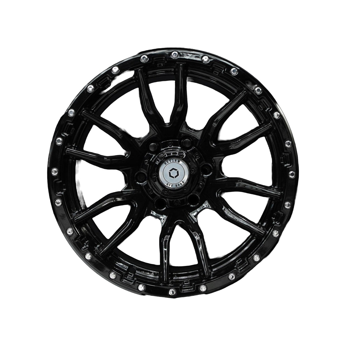 Outlaw Off-Road Rugged 1 gloss black alloy wheel, face view