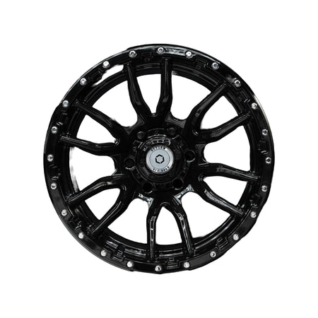Outlaw Off-Road Rugged 1 gloss black alloy wheel, face view