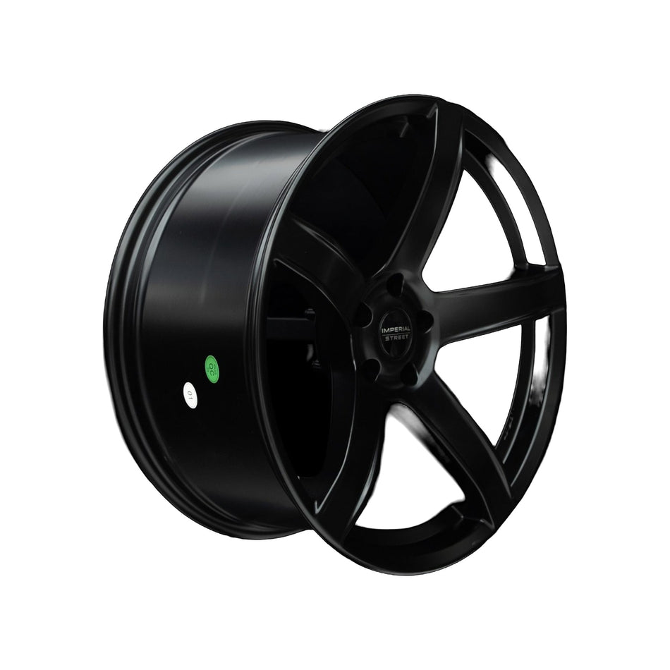 Imperial Street Series 1 satin black alloy wheel at a three-quarter angle showing spoke depth