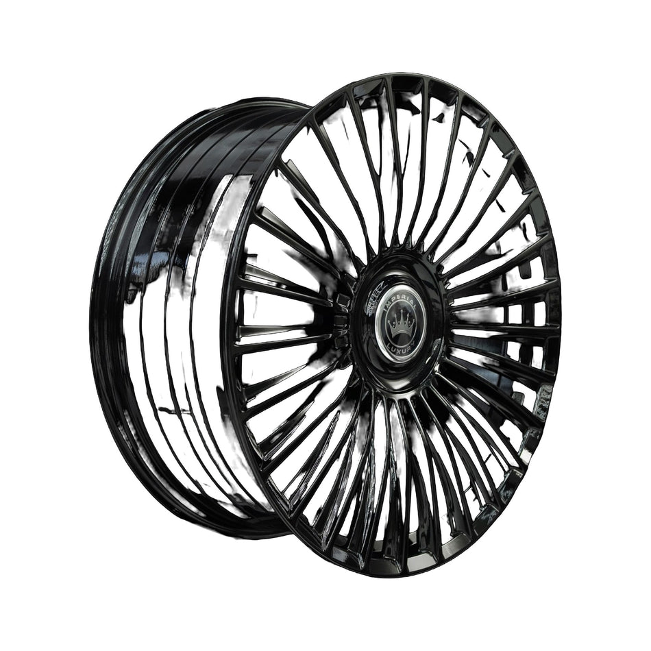 Imperial Luxury Series 1 gloss black alloy wheel at a three-quarter angle showing spoke depth