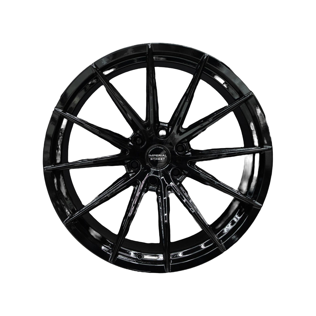 Imperial Street Series 4 gloss black alloy wheel, face view