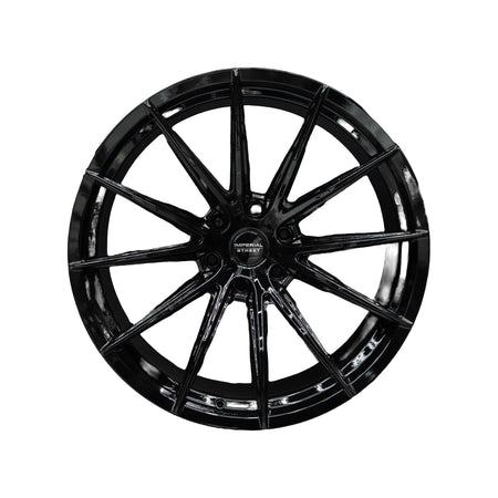 Imperial Street Series 4 gloss black alloy wheel, face view