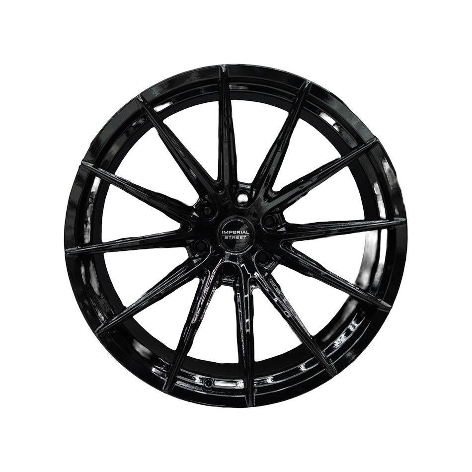 Imperial Street Series 4 gloss black alloy wheel, face view