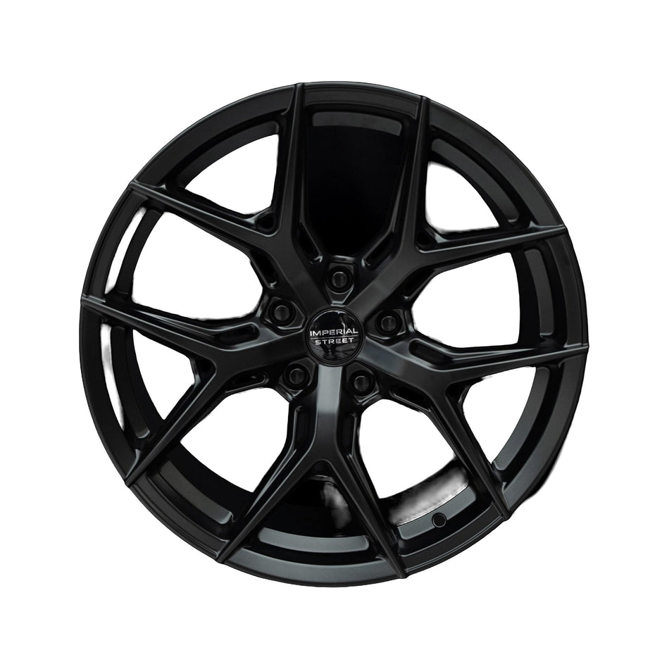 Imperial Street Series 3 matte black alloy wheel, face view