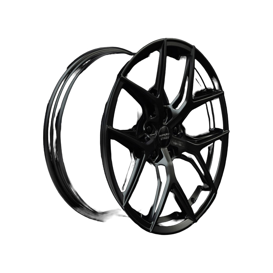 Imperial Street Series 3 matte black alloy wheel at a three-quarter angle showing spoke depth