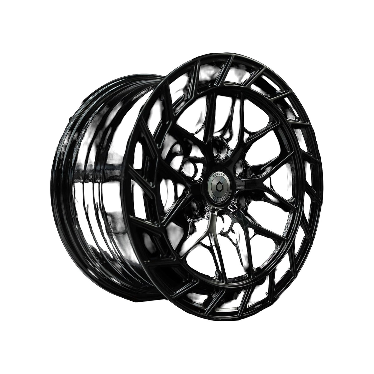 Outlaw Off-Road Series 2 gloss black alloy wheel at a three-quarter angle showing spoke depth